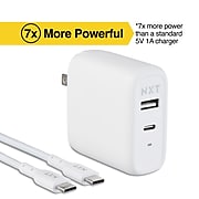 NXT Technologies™ Universal USB-C/USB-A with USB-C Cable Wall Charger, White (LBB009-4WHST)