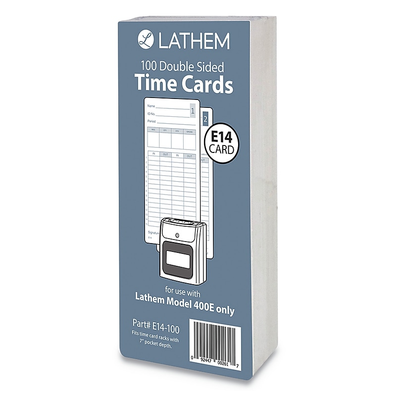 Lathem Time Clock Cards for Lathem Time 400E, Two Sides, 3 x 7, 100/Pack image 1