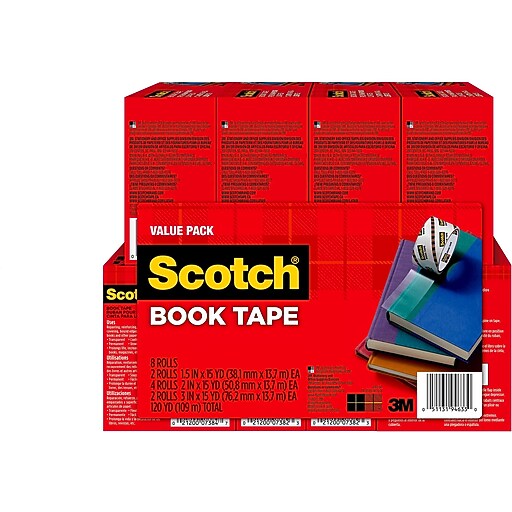 Scotch Book Tape Value Pack, 8 Rolls (845VP) Staples