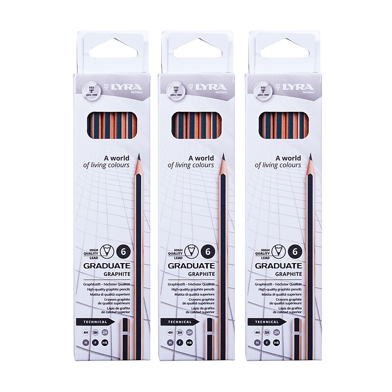Lyra Graduate Graphite Pencil, Technical Set, 6 Pencils/Set, 3 Sets/Bundle (LYXL1171062-3) image 1