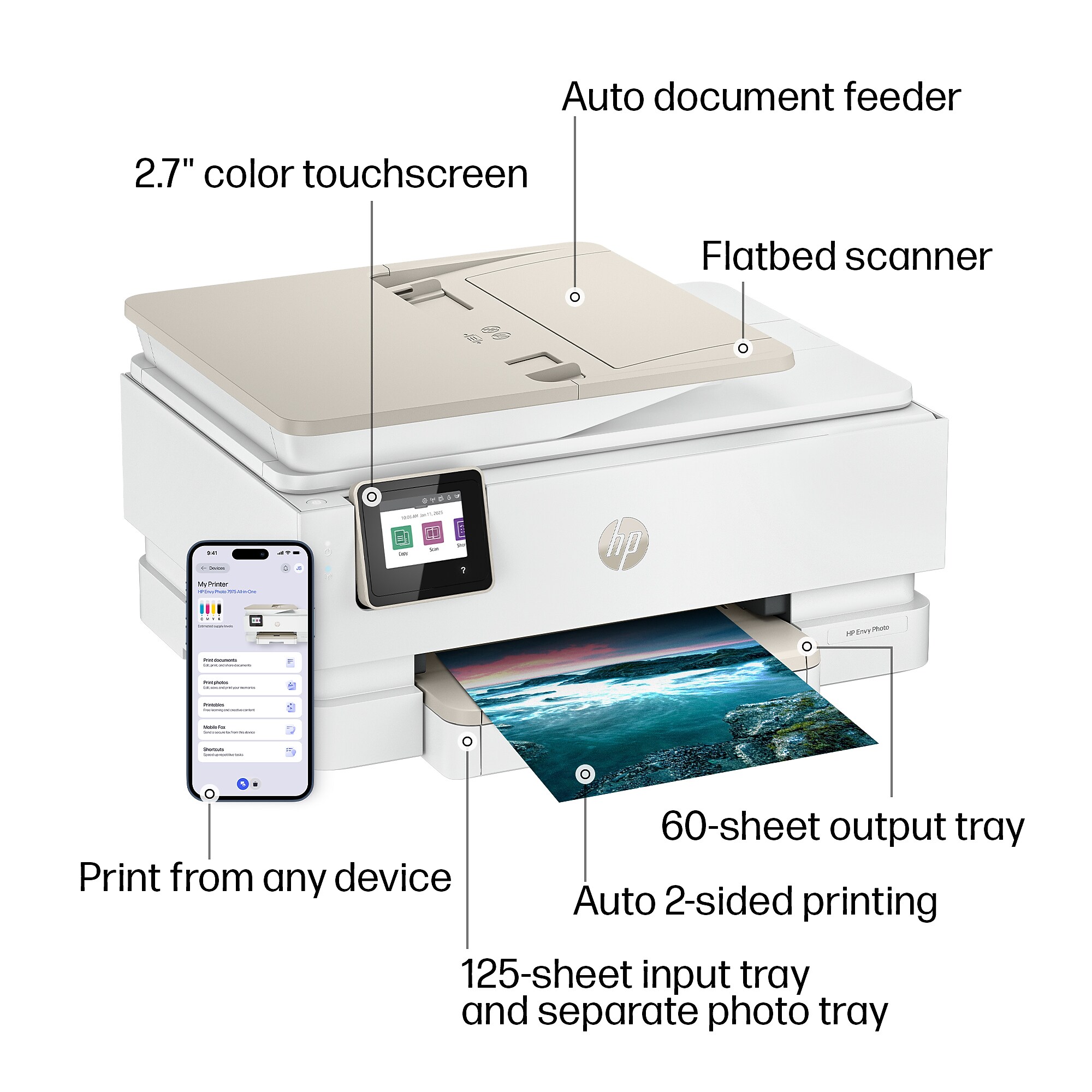 HP Envy Photo 7975 Wireless Color Inkjet All-in-One Printer, Scan, Copy, 3 months free Instant Ink, AI-enabled (B63K3A) Sansujyuku sansujyuku.com