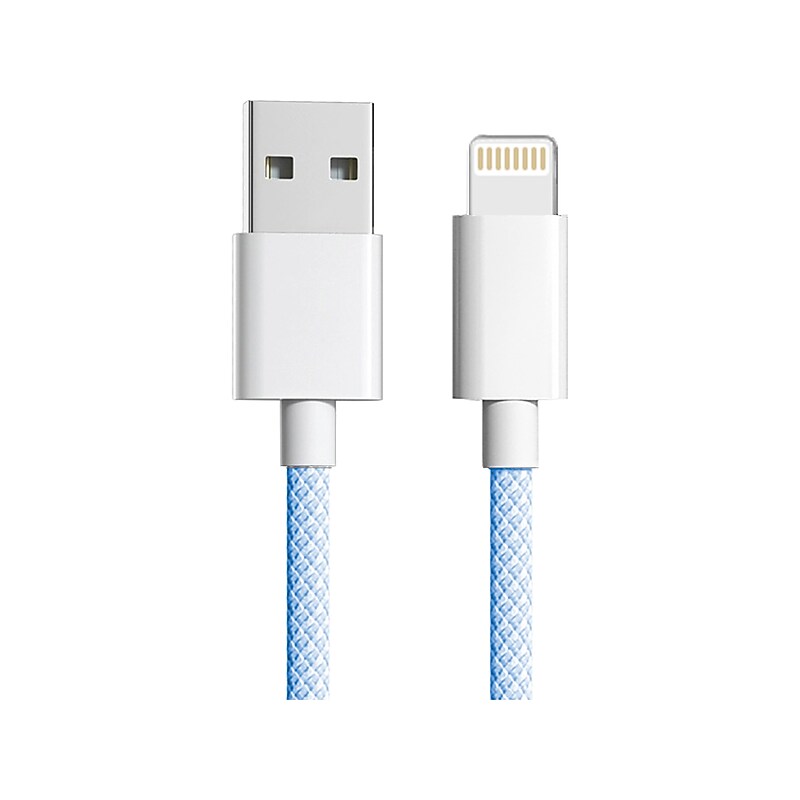 3D Luxe Cool Cables USB Type-C to Lightning Charging Cable, 3 ft., Blue/White (A-LIGHT-BLUE) image 1