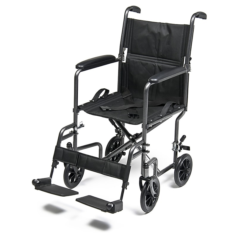 Everest & Jennings Transport Wheelchair, 19" Seat Width, Fixed Full Arm, Black (EJ796-1) image 1
