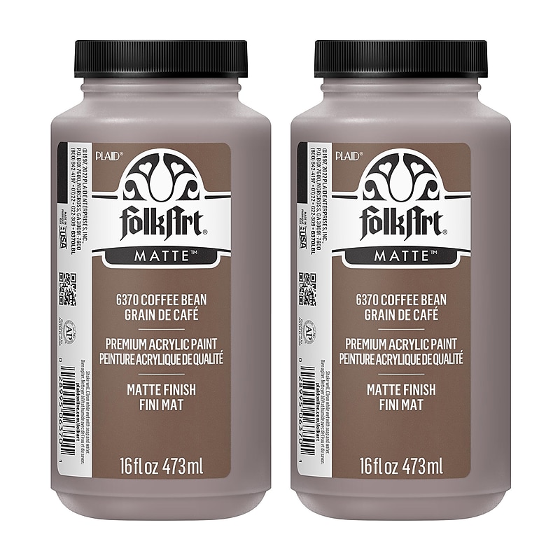 FolkArt Acrylic Paint Matte, 16oz., Coffee Bean, 2/Pack (FLK6370-2) image 1