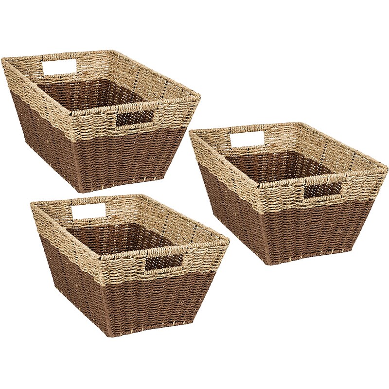 Honey-Can-Do Seagrass Nesting Basket with Handles, Brown/Natural, 3/Pack (STO-08400) image 1