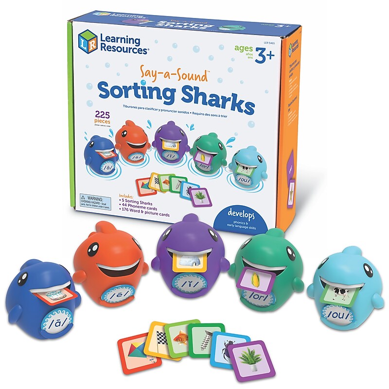 Learning Resources Say-a-Sound Sorting Sharks, 225 Pieces/Pack (LER5465) image 1