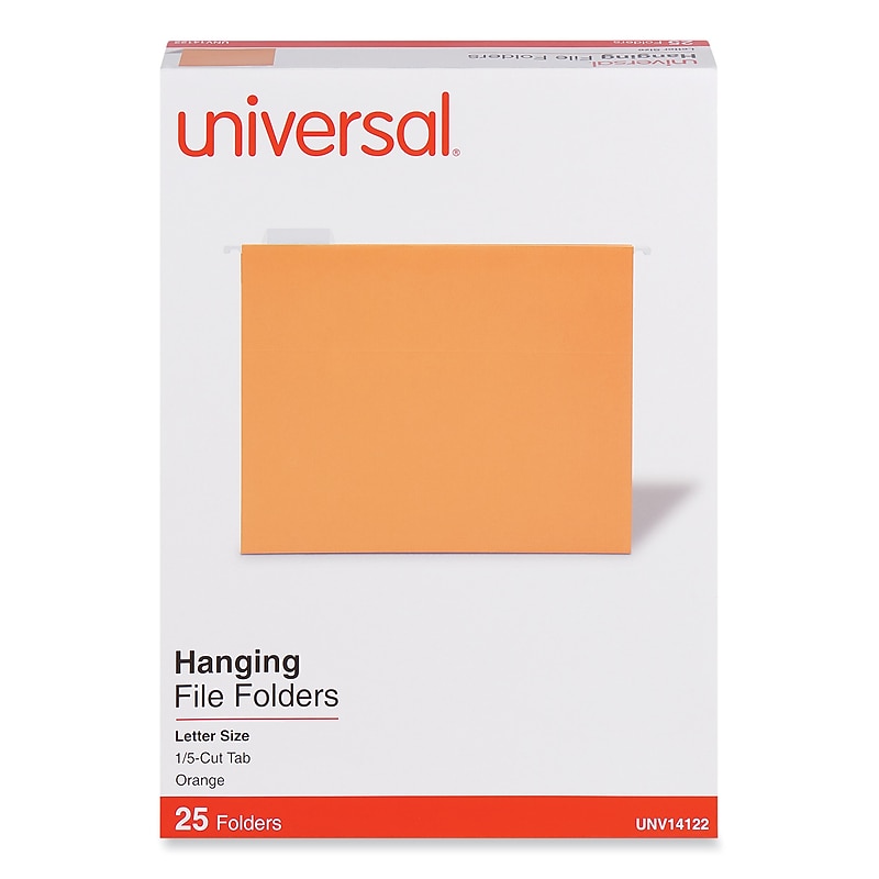Universal Hanging File Folder, Letter Size, Orange, 25/Box (UNV14122) image 1