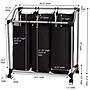 Household Essentials 3-Section Laundry Sorter with Wheels, Metal, Silver (HH9117)~#|#~2E4CAD58-B39E-49FD-A439C3D159D7E474_sc7
