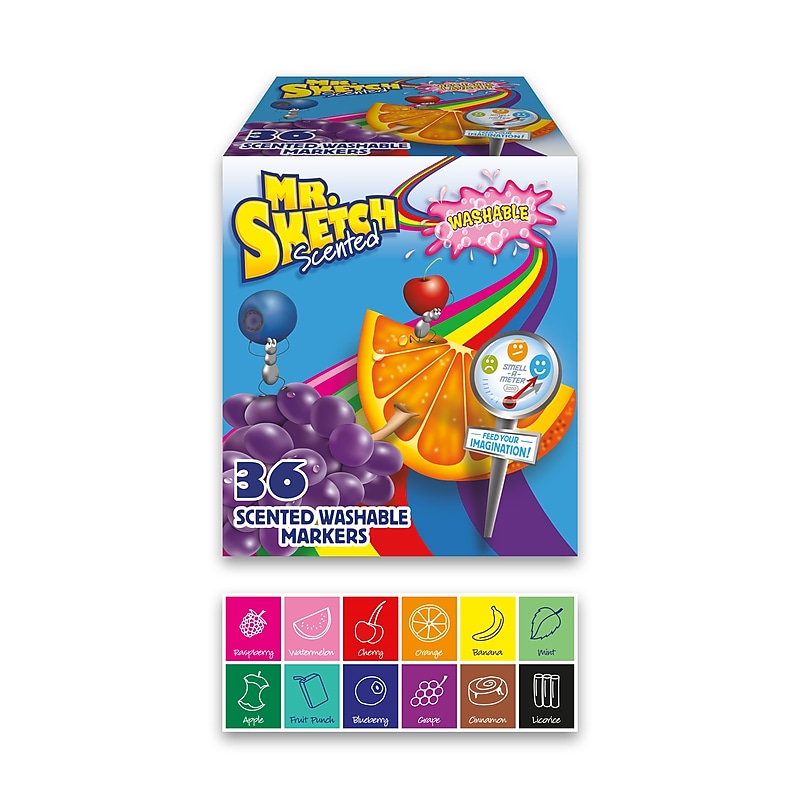 Mr. Sketch Scented Washable Markers, Chisel Tip, Assorted Colors, 36 Count (2003992) image 1