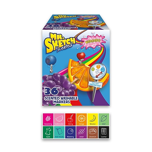 Mr. Sketch Scented Washable Markers, Chisel Tip, Assorted Colors