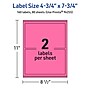 Avery Rectangle Laser/Inkjet Multipurpose Labels, 4.75" x 7.75", Bright Pink (160/Box)~#|#~2E666C4A-C205-4EEB-9B5BAEE13A0BB251_sc7