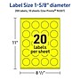 Avery Round Laser/Inkjet Multipurpose Labels, 1-5/8" Dia, Neon Yellow (200/Pack)~#|#~2E6A97DC-E009-4BE1-98AF68D1CC26DA71_sc7