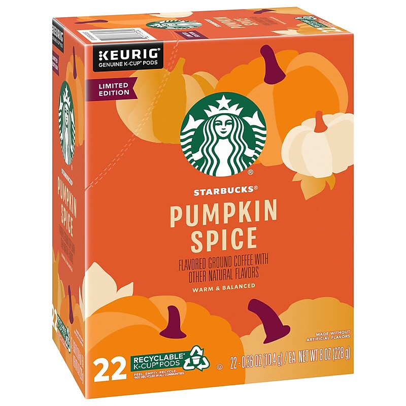 Starbucks Pumpkin Spice Coffee Keurig® K-Cup® Pods, Blonde Roast, 22/Box (SBK12412028CT) image 1