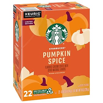 Starbucks Pumpkin Spice Coffee KCup, Blonde Roast, 22Ct 4X8oz (11104290)