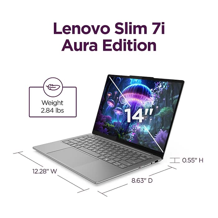 Lenovo Slim 7i Aura Edition 14” WUXGA OLED Laptop, Copilot+ PC