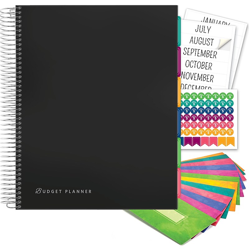 Global Printed Products 8.5" x 11" Budget Planner & Monthly Bill Organizer, Paperboard Cover, Black (GPP-0073-C) image 1