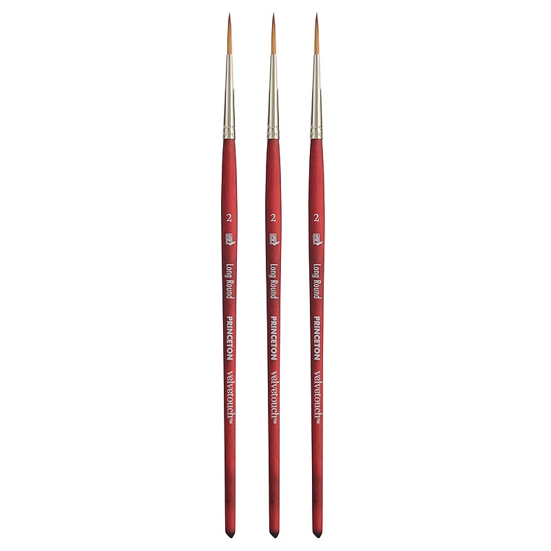 Princeton Velvetouch Mixed Media Synthetic Long Round Brush, 3/Pack (PBXP3950LR2-3) image 1