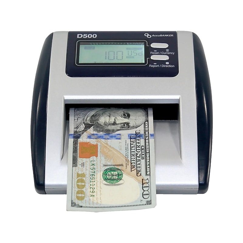 AccuBANKER Automatic Counterfeit Bill and Value Detector, Blue/Gray (D500) image 1