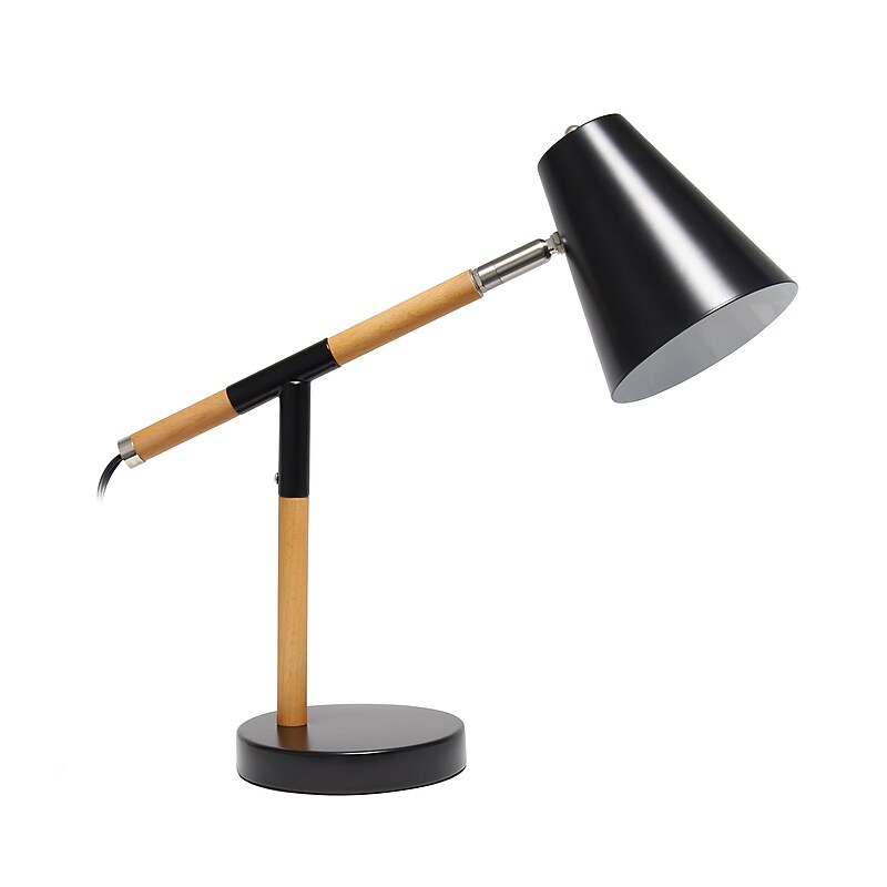 Creekwood Home Nordic LED Desk Lamp, 15.5", Matte Black/Wood (CWD-1020-BK) image 1