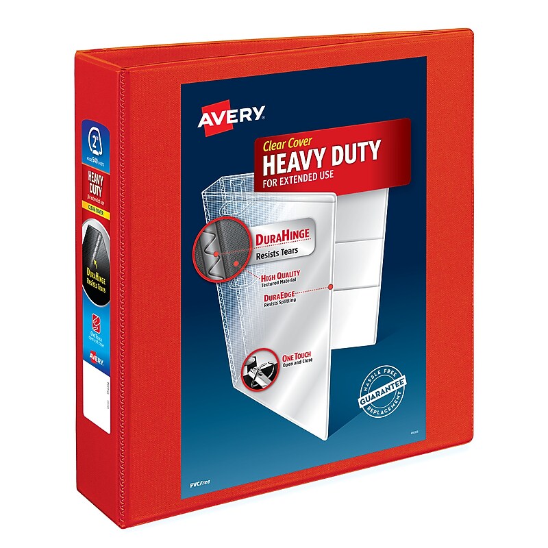 Avery Heavy Duty 2" 3-Ring View Binders, One Touch EZD Ring, Red (79225) image 1