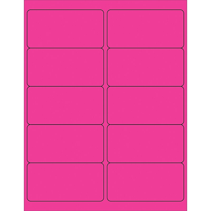 Tape Logic Removable Rectangle Laser Labels, 4" x 2", Fluorescent Pink, 1000/Case (LL410PK) image 1
