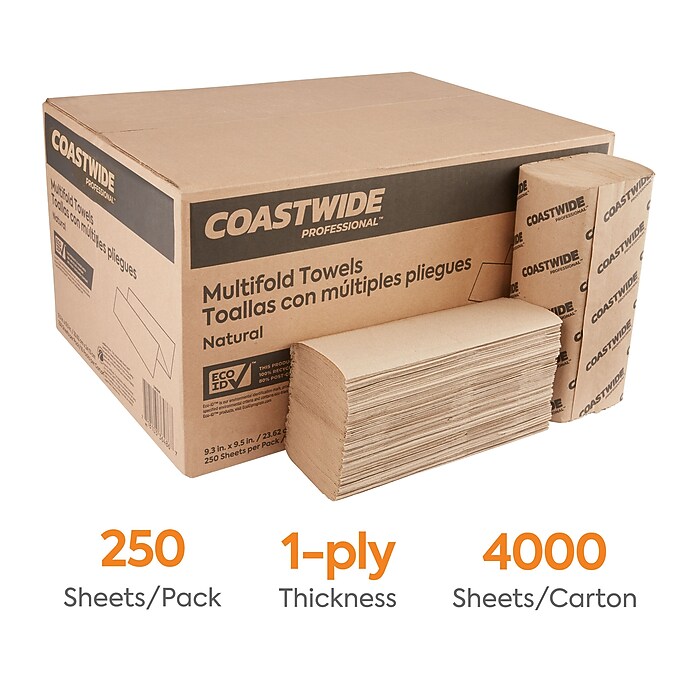 Coastwide Professional™ Recycled Multifold Paper Towels, 1-ply