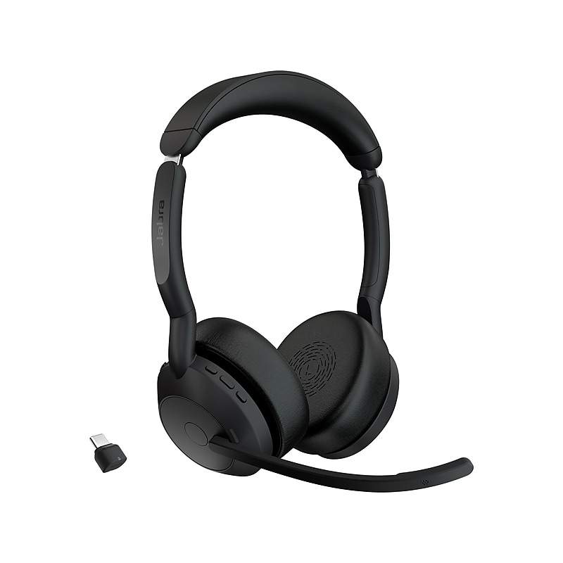 jabra Evolve2 55 Wireless Noise Canceling Bluetooth Stereo Headset, USB-C Adapter, UC-Certified (25599-989-899-01) image 1