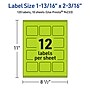 Avery Rectangle Multipurpose Labels, 1-13/16" x 2-3/16", Bright Green, 120/Pack (94233)~#|#~2E9245DF-CAEA-4305-82D68A4D92EBC37E_sc7
