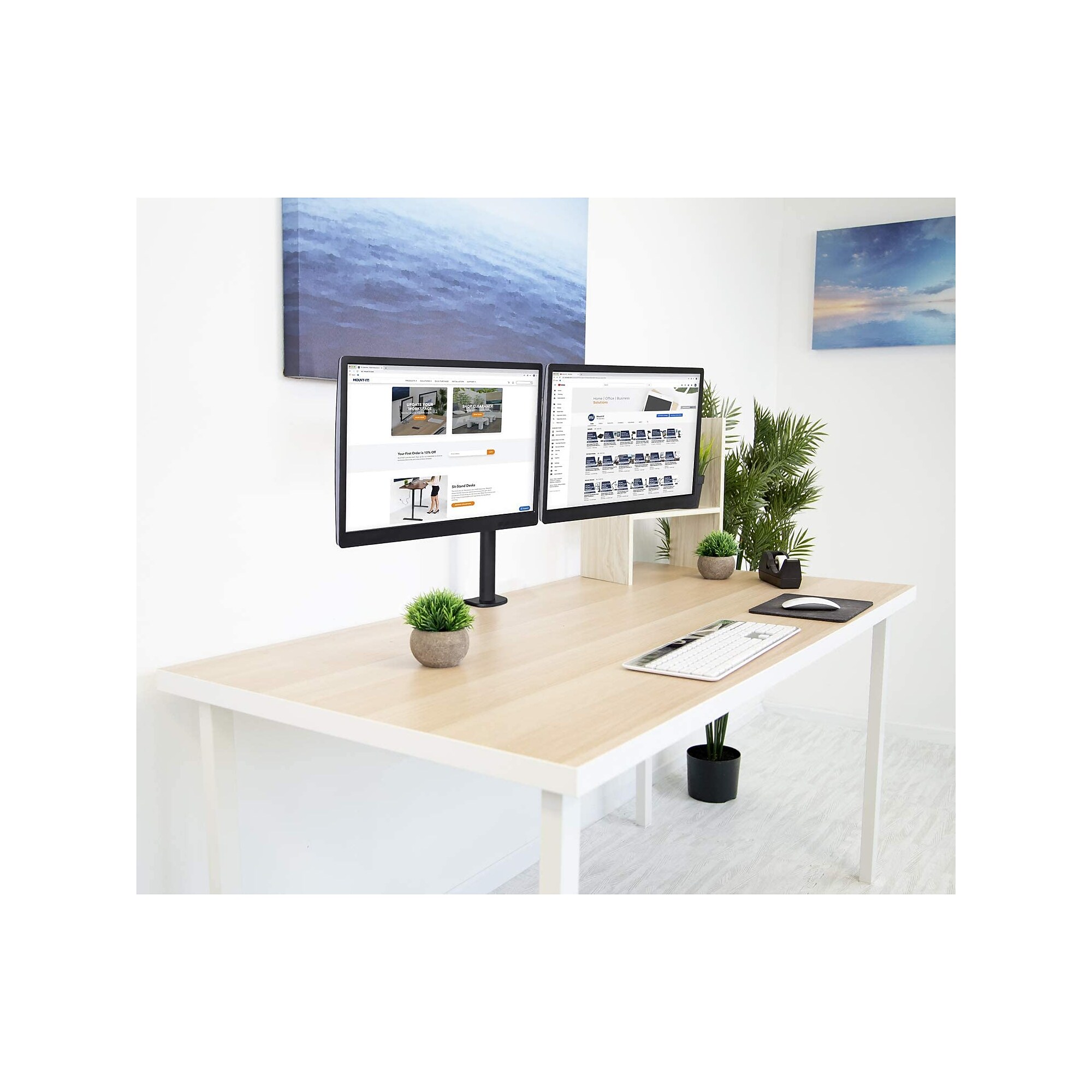 Mount-lt! Full Motion Dual Monitor Desk Mount, Up to 32″ Monitors, Black (MI-2752L) Sansujyuku sansujyuku.com