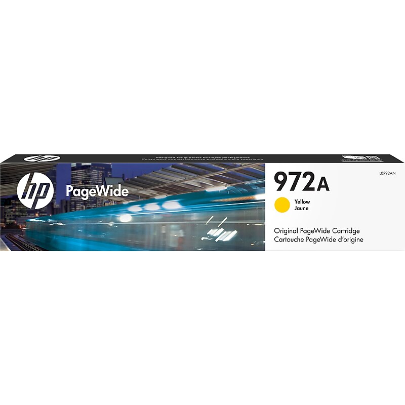 HP 972A Yellow Standard Yield Ink Cartridge, Prints Up to 3,000 Pages (L0R92AN) image 1