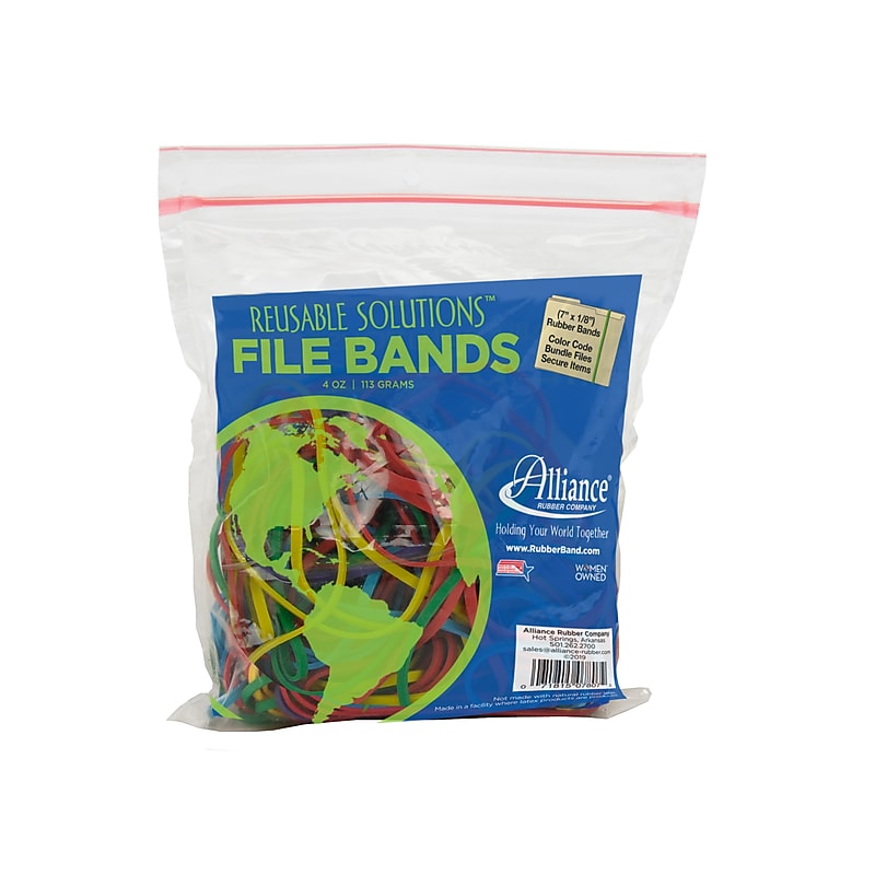 Alliance Rubber Reusable Solutions Multi-Purpose #117B Rubber Bands, 7", Non-Latex, Assorted Colors, 50/Pack (07807) image 1