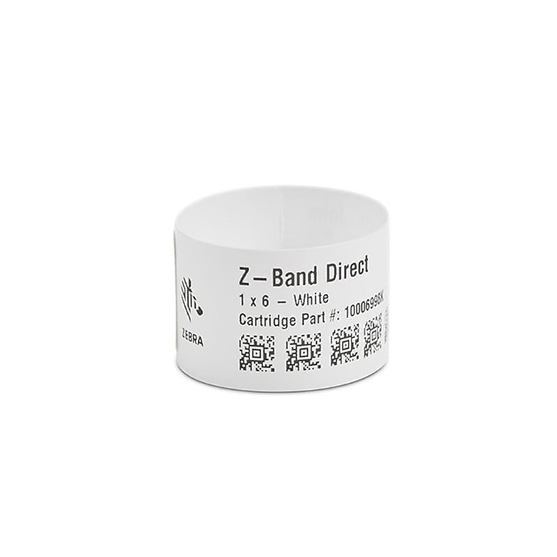 Zebra Z-Band Direct Adult Tamper-Resistant Adhesive Closure Wristband, White, 350 Bands/Roll, 6/Roll (10006998K) image 1