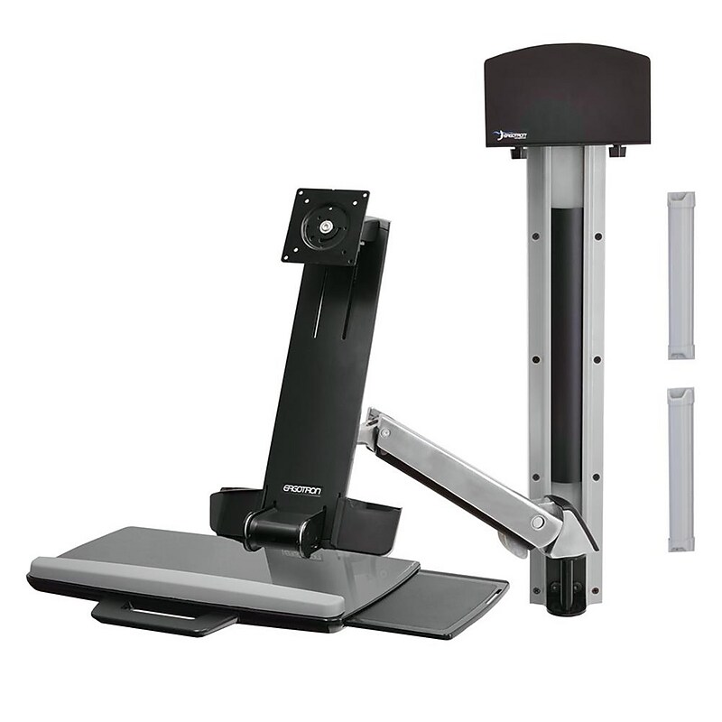 Ergotron StyleView Adjustable Keyboard & Monitor Mount Workstation, Up to 24" Monitor, Aluminum (45-273-026) image 1