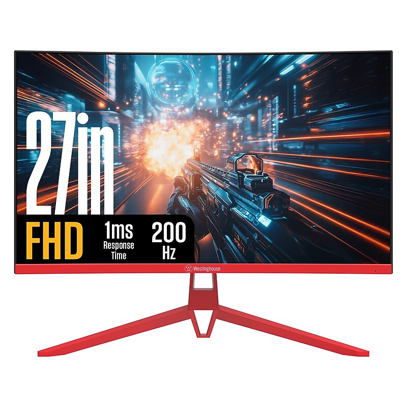 Westinghouse RX6250 27" Curved FHD 200Hz LED AMD FreeSync Gaming Monitor, Built in Speakers, Red (WC27RX6250R) image 1