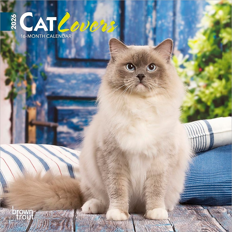 2026 BrownTrout Cat Lovers 7" x 7" Monthly Wall Calendar (9798330702770) image 1
