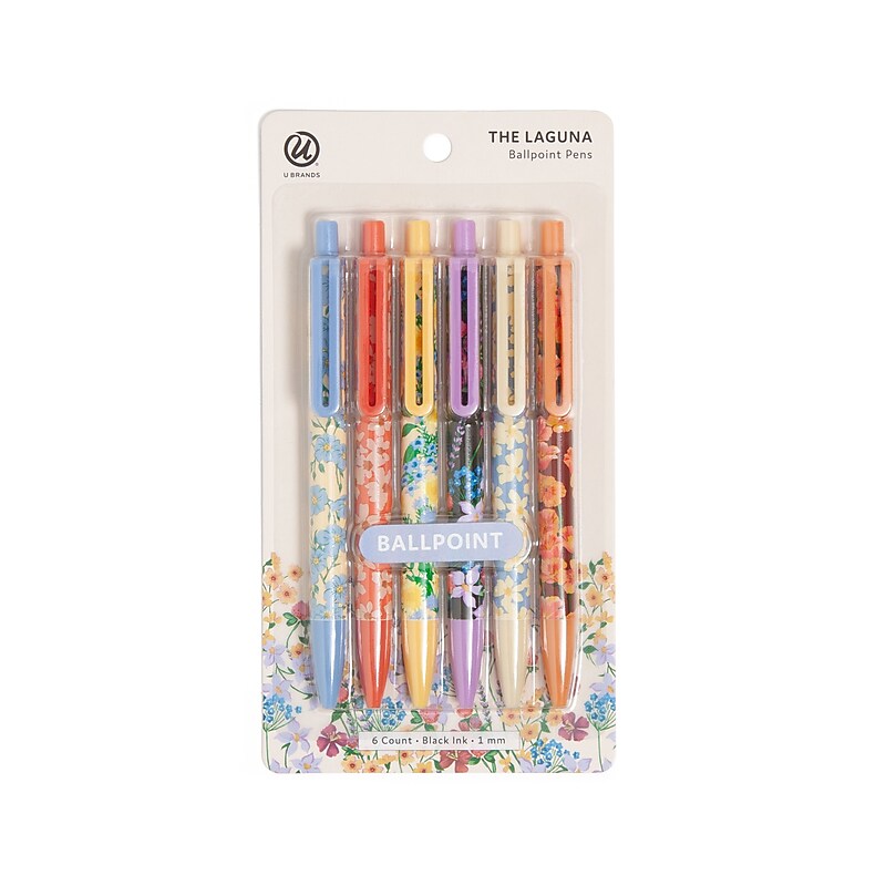U Brands Laguna Retractable Pens Pen, Bold Point, 1.0mm, Black Ink, 6/Pack (7452U06-48) image 1