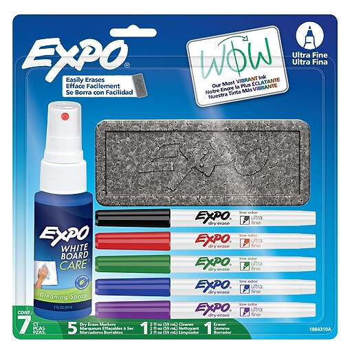 Expo Dry Erase Starter Set, Ultra Fine Tip, Assorted Colors, 5/Set