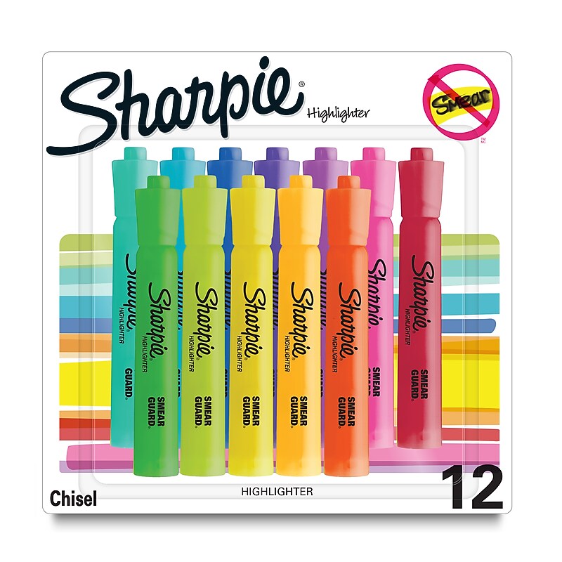Sharpie Tank Highlighter, Chisel Tip, Assorted, Dozen (25145) image 1