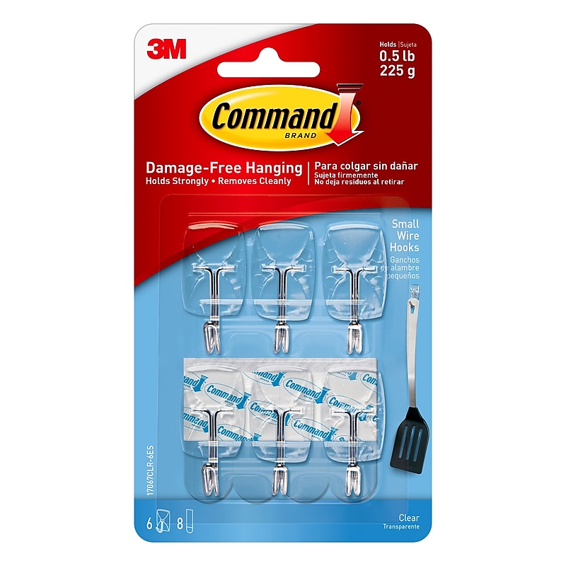 Command Clear Small Wire Hooks, Clear, 6/Pack (17067CLR-6ES) image 1
