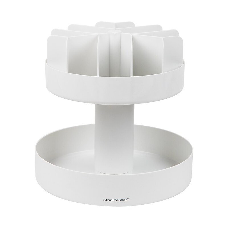 Mind Reader 2-Tier Plastic Lazy Susan Coffee Countertop Organizer, White (SNACKCAR-WHT) image 1