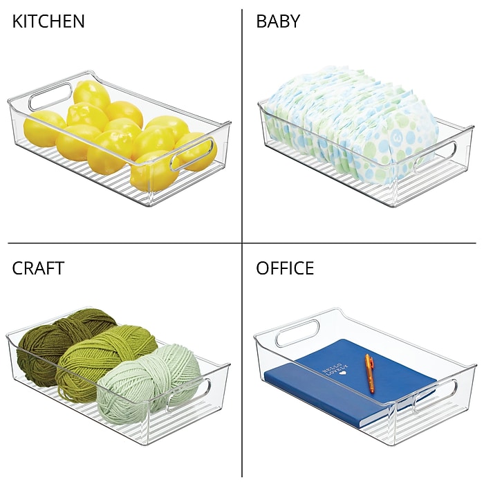 iDESIGN Medium Stackable Plastic Storage Bin, Clear, 2/Pack