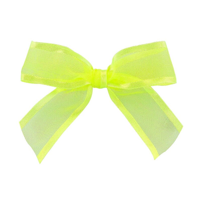 JAM Paper Satin Sheer Bows, Neon Yellow, 100/Pack (52640349162) image 1