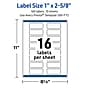 Avery Rectangle Laser/Inkjet Multipurpose Labels, 1" x 2-5/8", White, 160/Pack (19479371124)~#|#~2EF88524-FB89-4F5E-A23647E92EA9EE3E_sc7