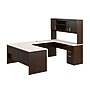 Bestar Ridgeley U Shaped Desk with Drawers, Hutch, and Keyboard Tray, White Chocolate (52414-31)~#|#~2EFC22C7-689C-4187-9F577C6188009205_sc7