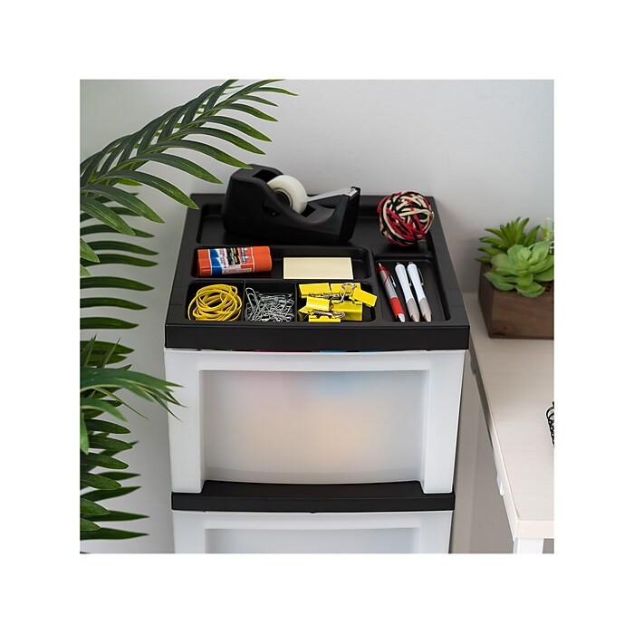 Iris 4-Drawer Storage Cart, Black/Clear (585002) | Staples