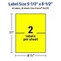 Avery Laser/Inkjet Rectangle Multipurpose Labels, 5.5" x 8.5", Neon Yellow, 40/Pack (94229)~#|#~2F078EF6-09EF-4E51-87C5E1A1124B6FF9_sc7