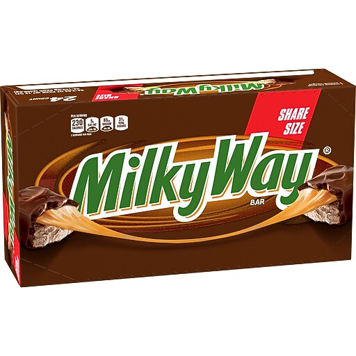 Milky Way Milk Chocolate Sharing Size Candy Bar, 3.63 oz Bar, 24