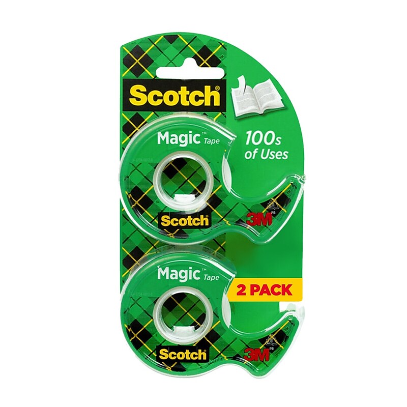Scotch Magic Clear Tape With Dispenser, 3.8" x 20.8 yds., Transparent, 2 Rolls/Pack (119SDM-2) image 1