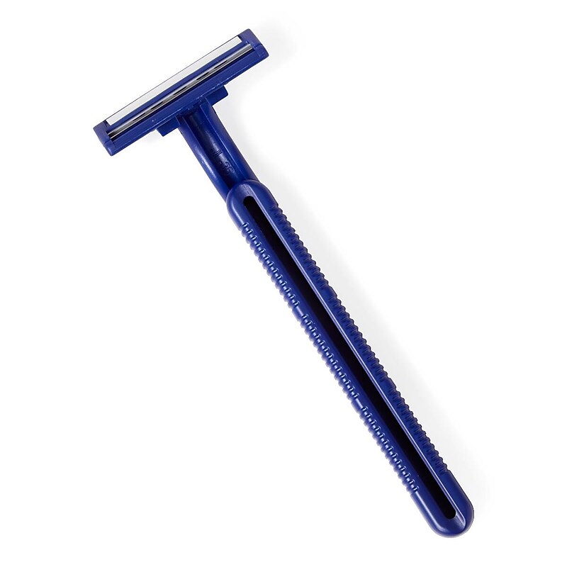 Medline Twin Blade Facial Razors with Lube Strip, Blue, 10/Pack (BRN1323H) image 1