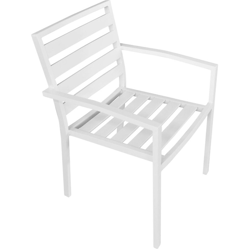 Global Industrial Aluminum Slatted Dining Armchair, White, 4/Pack (437006WH) image 1